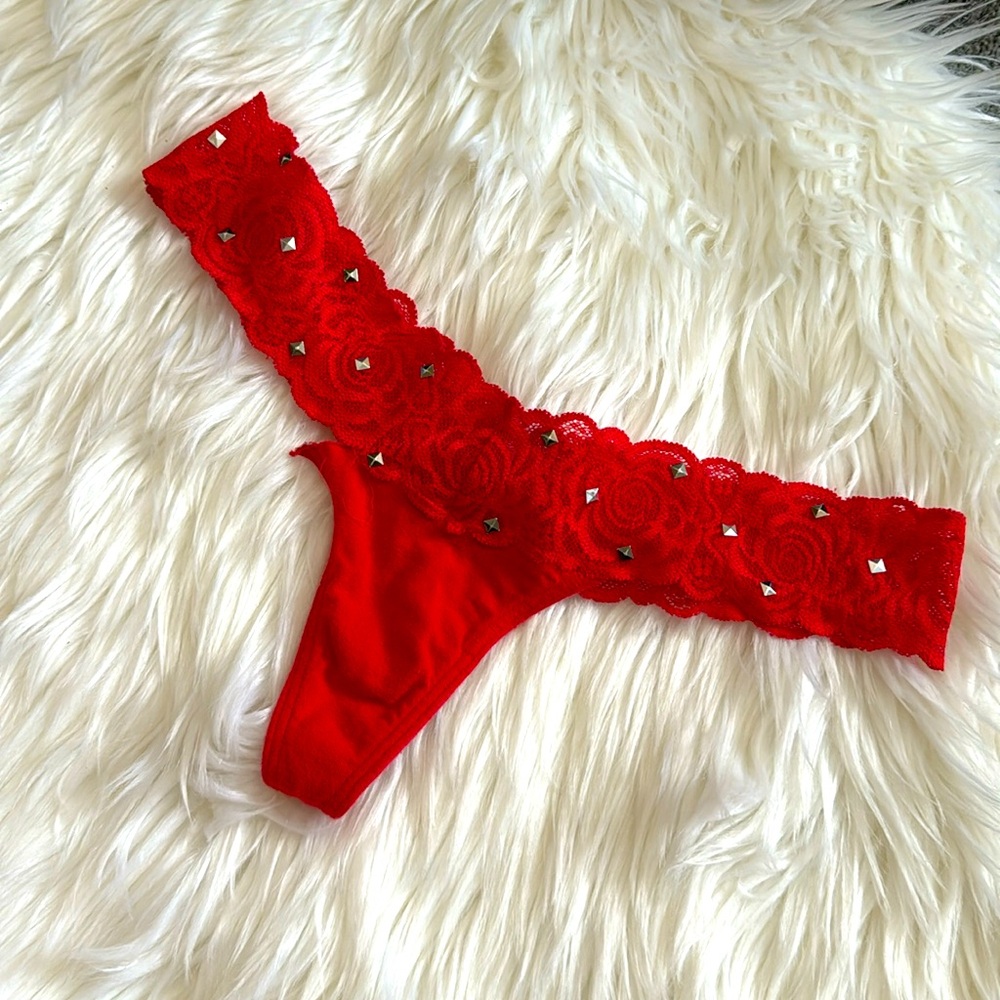 Victorias secret red lacy thong